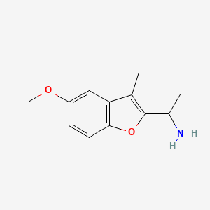 molecular formula C12H15NO2 B1419980 1-(5-甲氧基-3-甲基-1-苯并呋喃-2-基)乙-1-胺 CAS No. 1152518-91-6