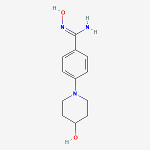 molecular formula C12H17N3O2 B1420013 N'-hydroxy-4-(4-hydroxypiperidin-1-yl)benzene-1-carboximidamide CAS No. 186650-67-9