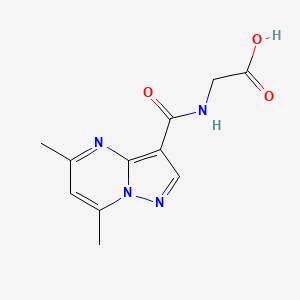 molecular formula C11H12N4O3 B1420022 2-({5,7-Dimethylpyrazolo[1,5-a]pyrimidin-3-yl}formamido)acetic acid CAS No. 1094463-86-1