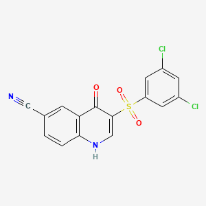 molecular formula C16H8Cl2N2O3S B1420036 3-((3,5-Dichlorophenyl)sulfonyl)-4-oxo-1,4-dihydroquinoline-6-carbonitrile CAS No. 1019153-09-3