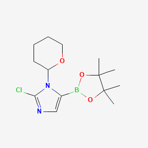 molecular formula C14H22BClN2O3 B1420041 2-氯-1-(四氢-2H-吡喃-2-基)-5-(4,4,5,5-四甲基-1,3,2-二恶杂硼烷-2-基)-1H-咪唑 CAS No. 1029684-36-3