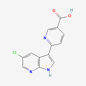 molecular formula C13H8ClN3O2 B14200449 3-Pyridinecarboxylic acid, 6-(5-chloro-1H-pyrrolo[2,3-b]pyridin-3-yl)- 