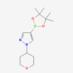 molecular formula C14H23BN2O3 B1420062 1-(Tetrahydro-2H-pyran-4-yl)-4-(4,4,5,5-tetramethyl-1,3,2-dioxaborolan-2-yl)-1H-pyrazole CAS No. 1040377-03-4