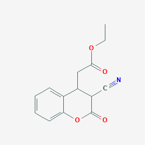 molecular formula C14H13NO4 B14201106 Ethyl (3-cyano-2-oxo-3,4-dihydro-2H-1-benzopyran-4-yl)acetate CAS No. 882731-82-0