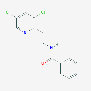 molecular formula C14H11Cl2IN2O B14201130 N-[2-(3,5-Dichloropyridin-2-yl)ethyl]-2-iodobenzamide CAS No. 830348-06-6