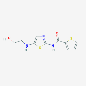 molecular formula C10H11N3O2S2 B14201262 N-{5-[(2-Hydroxyethyl)amino]-1,3-thiazol-2-yl}thiophene-2-carboxamide CAS No. 828920-60-1