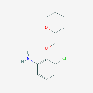 molecular formula C12H16ClNO2 B1420132 3-Chloro-2-(tetrahydro-2H-pyran-2-ylmethoxy)-phenylamine CAS No. 946682-29-7
