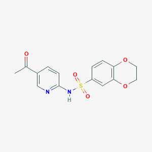 molecular formula C15H14N2O5S B14201561 N-(5-Acetylpyridin-2-yl)-2,3-dihydro-1,4-benzodioxine-6-sulfonamide CAS No. 923034-24-6