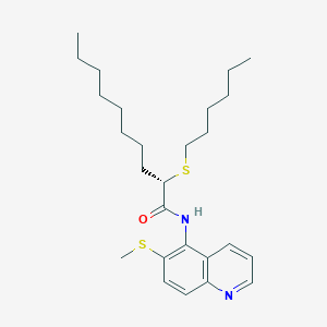 molecular formula C26H40N2OS2 B142018 N-(6-(Methylthio)quinolin-5-yl)-2-(hexylthio)decanoic acid amide CAS No. 134991-85-8