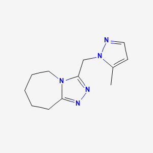 molecular formula C12H17N5 B1420189 3-[(5-methyl-1H-pyrazol-1-yl)methyl]-6,7,8,9-tetrahydro-5H-[1,2,4]triazolo[4,3-a]azepine CAS No. 1174847-42-7