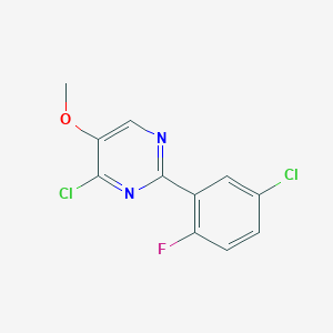 molecular formula C11H7Cl2FN2O B1420197 4-Chloro-2-(5-chloro-2-fluorophenyl)-5-methoxypyrimidine CAS No. 674793-47-6