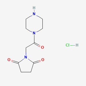 molecular formula C10H16ClN3O3 B1420205 1-[2-Oxo-2-(piperazin-1-yl)ethyl]pyrrolidine-2,5-dione hydrochloride CAS No. 1193387-07-3