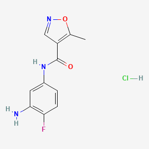 molecular formula C11H11ClFN3O2 B1420213 N-(3-amino-4-fluorophenyl)-5-methyl-1,2-oxazole-4-carboxamide hydrochloride CAS No. 1193389-78-4