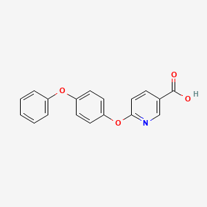 molecular formula C18H13NO4 B1420217 6-(4-苯氧基苯氧基)吡啶-3-甲酸 CAS No. 1181458-42-3