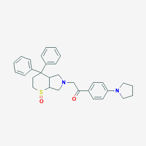molecular formula C31H34N2O2S B142022 2-(1-Oxo-4,4-diphenyl-2,3,4a,5,7,7a-hexahydrothiopyrano[2,3-c]pyrrol-6-yl)-1-(4-pyrrolidin-1-ylphenyl)ethanone CAS No. 146862-49-9
