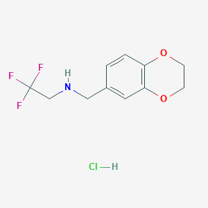 molecular formula C11H13ClF3NO2 B1420221 (2,3-Dihydro-1,4-benzodioxin-6-ylmethyl)(2,2,2-trifluoroethyl)amine hydrochloride CAS No. 1193388-47-4