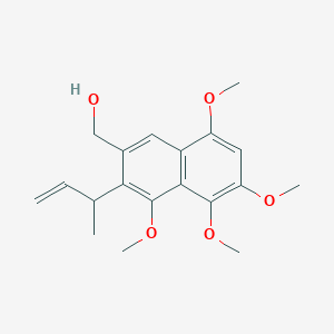 molecular formula C19H24O5 B14202225 2-Naphthalenemethanol, 4,5,6,8-tetramethoxy-3-(1-methyl-2-propenyl)- CAS No. 834867-14-0