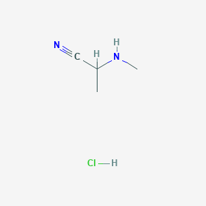 molecular formula C4H9ClN2 B1420223 2-(Methylamino)propanenitrile hydrochloride CAS No. 856812-41-4