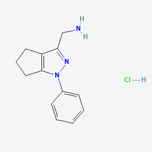 molecular formula C13H16ClN3 B1420226 {1-phenyl-1H,4H,5H,6H-cyclopenta[c]pyrazol-3-yl}methanamine hydrochloride CAS No. 1193389-93-3