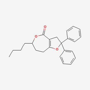 molecular formula C24H26O3 B14202349 Furo[3,2-c]oxepin-4(2H)-one, 6-butyl-3,6,7,8-tetrahydro-2,2-diphenyl- CAS No. 835613-74-6