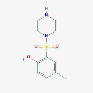 molecular formula C11H16N2O3S B1420237 4-Methyl-2-(piperazine-1-sulfonyl)phenol CAS No. 1193387-51-7