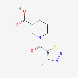 molecular formula C10H13N3O3S B1420245 1-(4-Methyl-1,2,3-thiadiazole-5-carbonyl)piperidine-3-carboxylic acid CAS No. 1042646-68-3