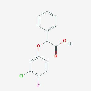 molecular formula C14H10ClFO3 B1420247 2-(3-氯-4-氟苯氧基)-2-苯乙酸 CAS No. 1097168-10-9