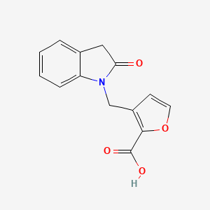 molecular formula C14H11NO4 B1420284 3-[(2-oxo-2,3-dihydro-1H-indol-1-yl)methyl]furan-2-carboxylic acid CAS No. 1097140-95-8
