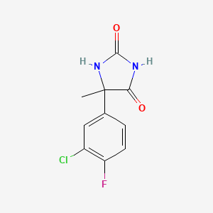 molecular formula C10H8ClFN2O2 B1420301 5-(3-Chloro-4-fluorophenyl)-5-methylimidazolidine-2,4-dione CAS No. 1152850-20-8