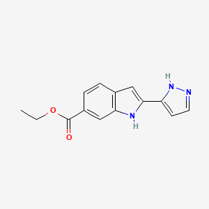 molecular formula C14H13N3O2 B14203576 Ethyl 2-(1,2-dihydro-3H-pyrazol-3-ylidene)-2H-indole-6-carboxylate CAS No. 827316-65-4