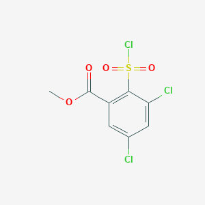 molecular formula C8H5Cl3O4S B1420373 甲基3,5-二氯-2-(氯磺酰基)苯甲酸酯 CAS No. 1098387-68-8