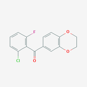 molecular formula C15H10ClFO3 B1420377 6-(2-Chloro-6-fluorobenzoyl)-2,3-dihydro-1,4-benzodioxine CAS No. 1096971-21-9
