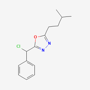 molecular formula C14H17ClN2O B1420380 2-[Chloro(phenyl)methyl]-5-(3-methylbutyl)-1,3,4-oxadiazole CAS No. 1097053-12-7