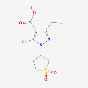molecular formula C10H13ClN2O4S B1420388 5-Chloro-1-(1,1-dioxo-1lambda6-thiolan-3-yl)-3-ethyl-1H-pyrazole-4-carboxylic acid CAS No. 1152972-29-6