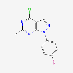 molecular formula C12H8ClFN4 B1420390 4-chloro-1-(4-fluorophenyl)-6-methyl-1H-pyrazolo[3,4-d]pyrimidine CAS No. 1097095-32-3