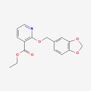molecular formula C16H15NO5 B14203936 Ethyl 2-[(2H-1,3-benzodioxol-5-yl)methoxy]pyridine-3-carboxylate CAS No. 830334-26-4