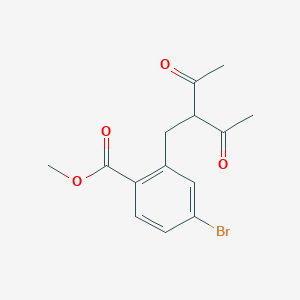 molecular formula C14H15BrO4 B14204060 Methyl 2-(2-acetyl-3-oxobutyl)-4-bromobenzoate CAS No. 827324-23-2