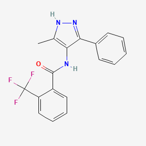 molecular formula C18H14F3N3O B14204178 N-(5-methyl-3-phenyl-1H-pyrazol-4-yl)-2-(trifluoromethyl)benzamide CAS No. 824969-28-0
