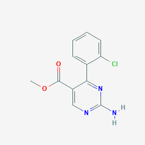 molecular formula C12H10ClN3O2 B1420421 Methyl 2-amino-4-(2-chlorophenyl)pyrimidine-5-carboxylate CAS No. 1133115-68-0