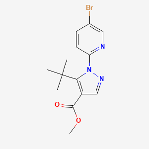 molecular formula C14H16BrN3O2 B1420422 Methyl 1-(5-bromopyridin-2-YL)-5-tert-butylpyrazole-4-carboxylate CAS No. 1150164-28-5