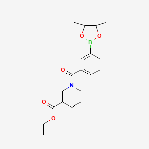 molecular formula C21H30BNO5 B1420429 Ethyl 1-(3-(4,4,5,5-tetramethyl-1,3,2-dioxaborolan-2-yl)benzoyl)piperidine-3-carboxylate CAS No. 1073355-04-0