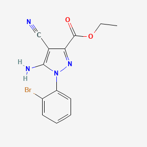 molecular formula C13H11BrN4O2 B1420432 Ethyl 5-amino-1-(2-bromophenyl)-4-cyano-1H-pyrazole-3-carboxylate CAS No. 1150163-97-5