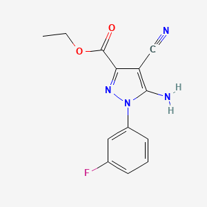 molecular formula C13H11FN4O2 B1420438 Ethyl 5-amino-4-cyano-1-(3-fluorophenyl)-1H-pyrazole-3-carboxylate CAS No. 1150164-17-2