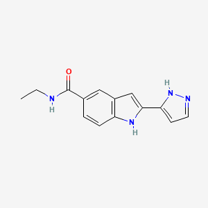 molecular formula C14H14N4O B14204490 2-(1,2-Dihydro-3H-pyrazol-3-ylidene)-N-ethyl-2H-indole-5-carboxamide CAS No. 827316-72-3