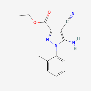 molecular formula C14H14N4O2 B1420476 Ethyl 5-amino-4-cyano-1-o-tolylpyrazole-3-carboxylate CAS No. 1150164-68-3
