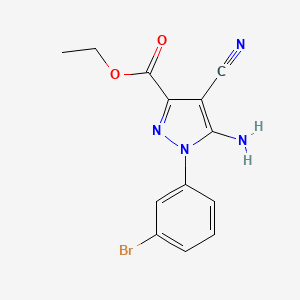 molecular formula C13H11BrN4O2 B1420484 Ethyl 5-amino-1-(3-bromophenyl)-4-cyano-1H-pyrazole-3-carboxylate CAS No. 1150163-94-2