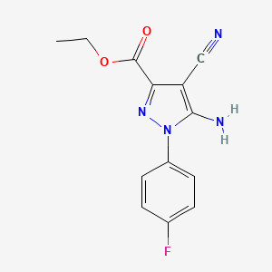 molecular formula C13H11FN4O2 B1420489 Ethyl 5-amino-4-cyano-1-(4-fluorophenyl)-1H-pyrazole-3-carboxylate CAS No. 1001665-65-1