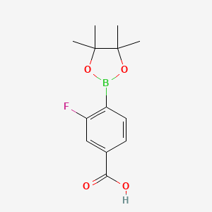 molecular formula C13H16BFO4 B1420492 3-Fluoro-4-(4,4,5,5-tetramethyl-1,3,2-dioxaborolan-2-yl)benzoic acid CAS No. 1050423-87-4