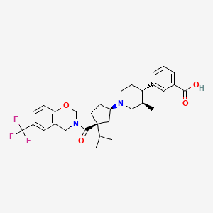 molecular formula C31H37F3N2O4 B14204968 Benzoic acid, 3-[(3R,4S)-3-methyl-1-[(1R,3S)-3-(1-methylethyl)-3-[[6-(trifluoromethyl)-2H-1,3-benzoxazin-3(4H)-yl]carbonyl]cyclopentyl]-4-piperidinyl]- 