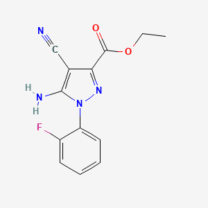 molecular formula C13H11FN4O2 B1420505 Ethyl 5-amino-4-cyano-1-(2-fluorophenyl)-1H-pyrazole-3-carboxylate CAS No. 1150164-20-7